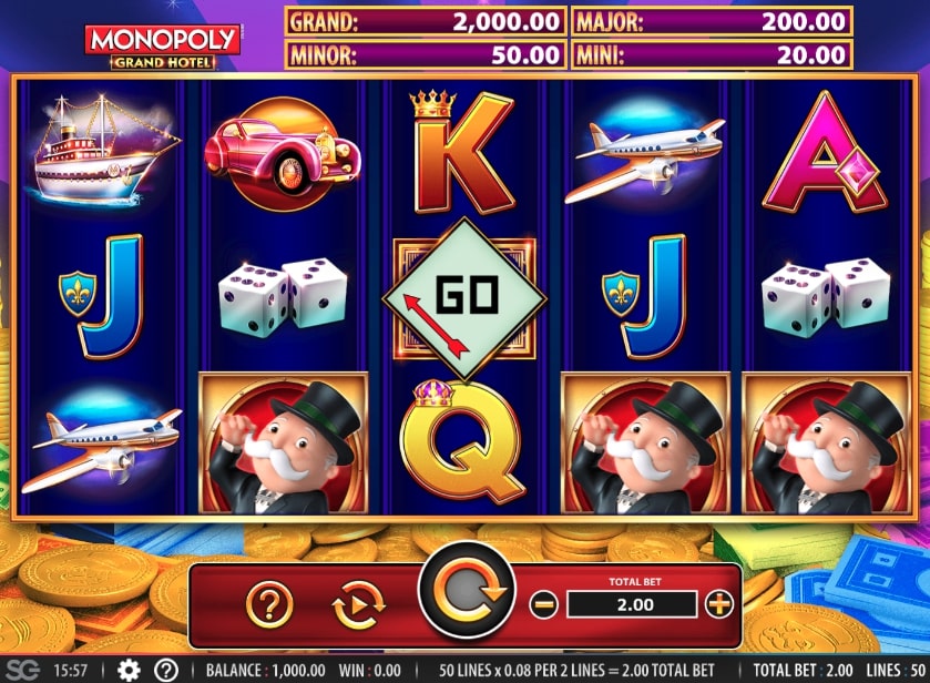 Monopoly Grand Hotel Slot Game Main Screen 